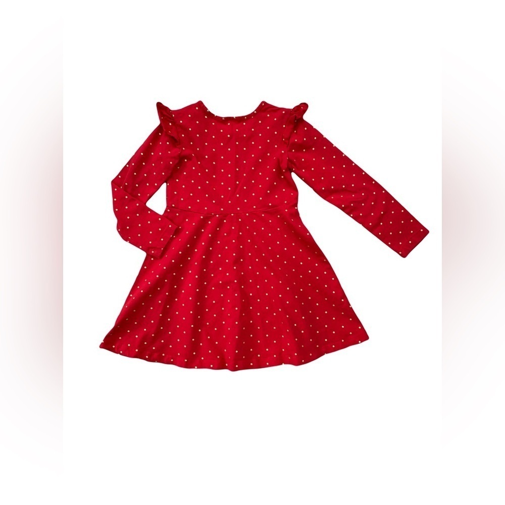 Hanna Andersson Size 120, 6-7, Red with Gold Polka Dots Holiday Dress - Picture 2 of 6